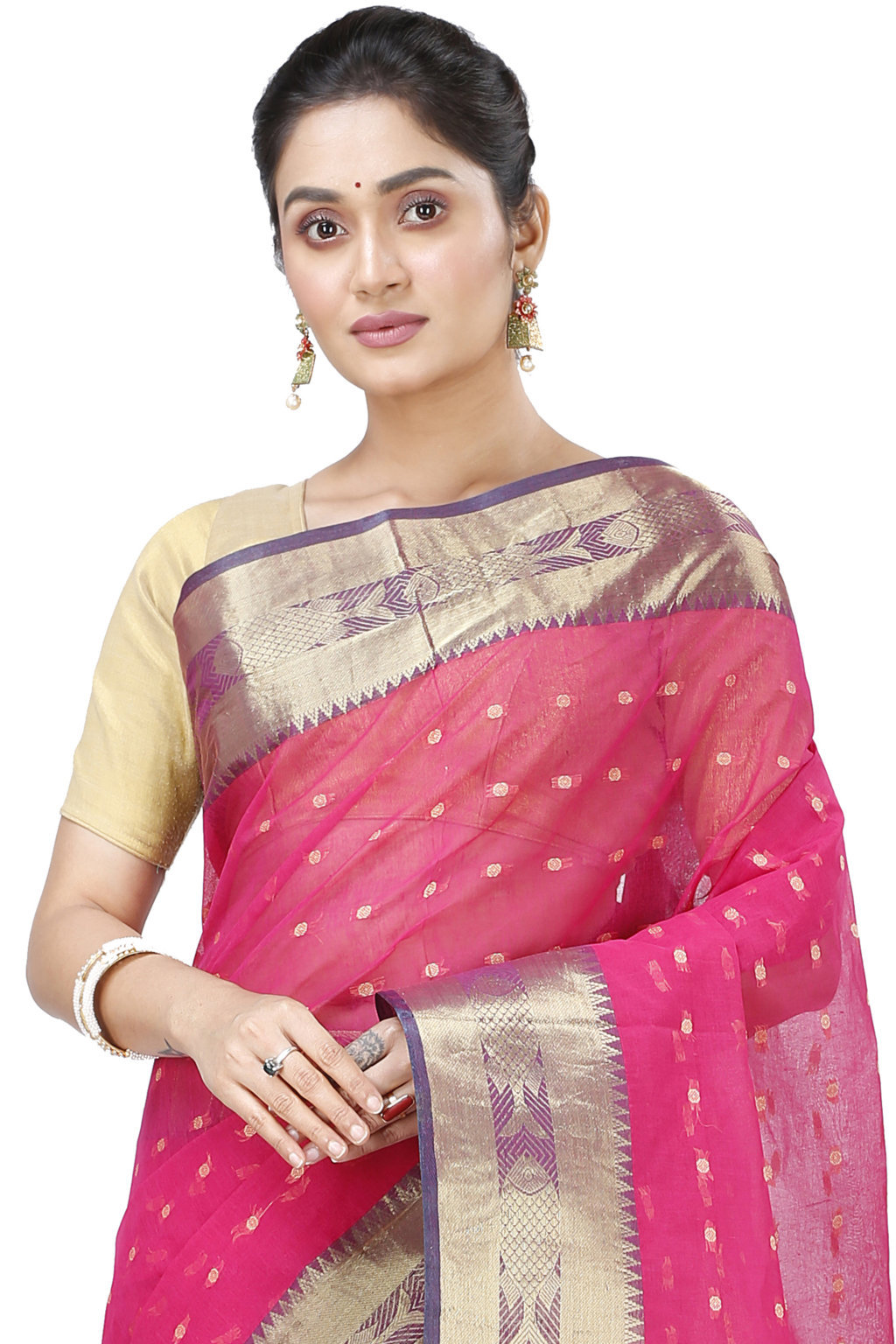 Pink Pure Cotton Griva Tant Saree (919)